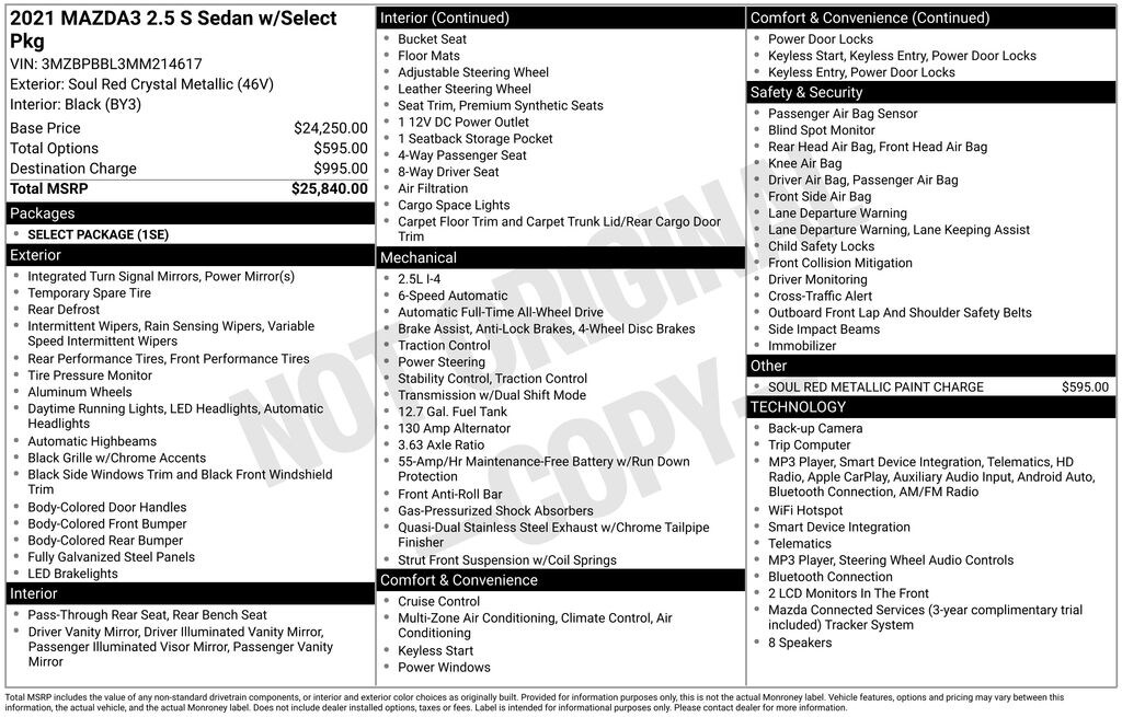 Used 2021 Mazda Mazda3 Select Package Sedan