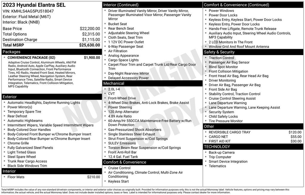 Used 2023 Hyundai Elantra SEL Sedan