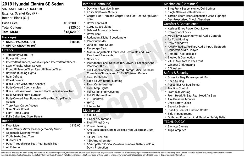 Used 2019 Hyundai Elantra SE Sedan