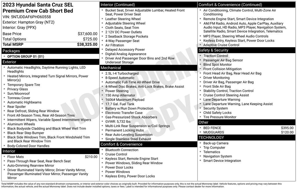 Used 2023 Hyundai Santa Cruz 2.5T SEL Premium Truck Crew Cab