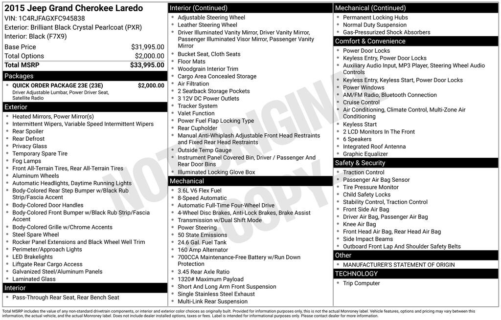 Used 2015 Jeep Grand Cherokee Laredo 4x4 SUV