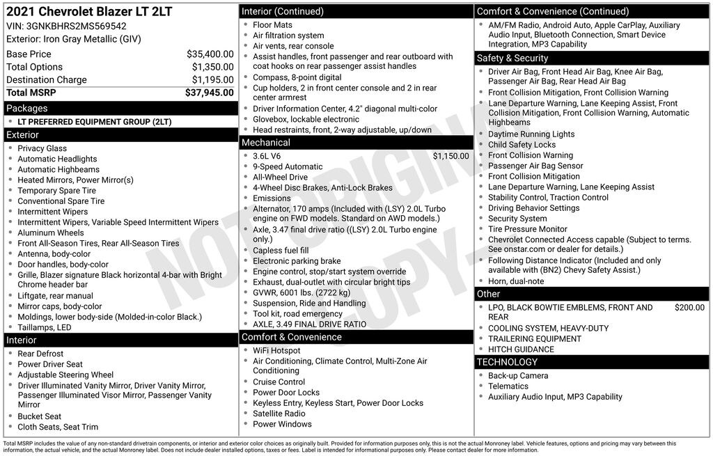 Used 2021 Chevrolet Blazer LT w/2LT SUV