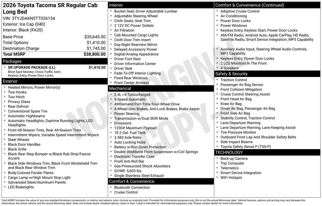 Used 2026 Toyota Tacoma SR Truck