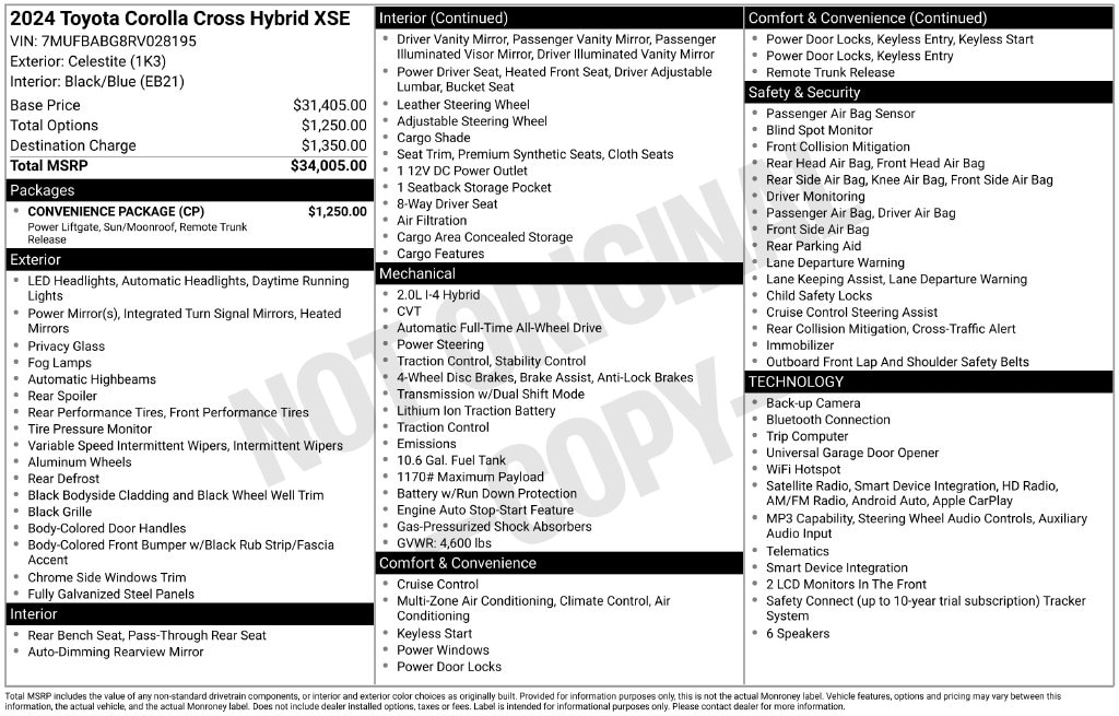 Certified 2024 Toyota Corolla Cross Hybrid Hybrid XSE SUV