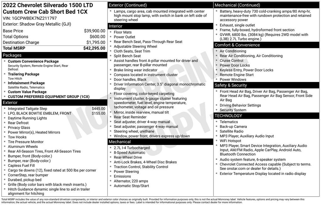 Used 2022 Chevrolet Silverado 1500 LTD Custom Truck