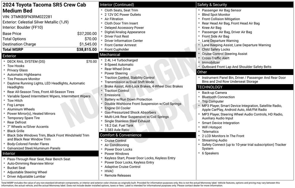 Certified 2024 Toyota Tacoma SR5 Truck
