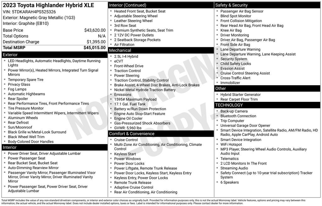Used 2023 Toyota Highlander Hybrid XLE SUV