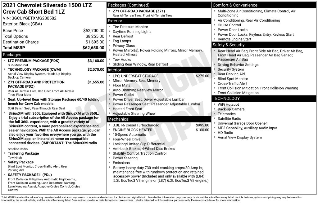 Used 2021 Chevrolet Silverado 1500 LTZ Truck
