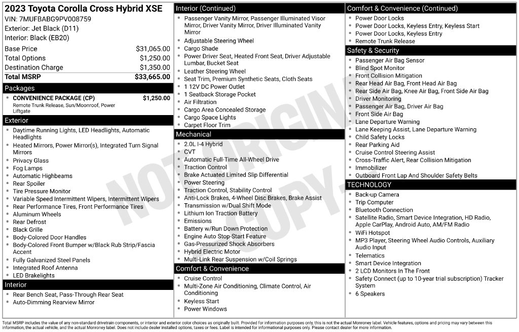 Certified 2023 Toyota Corolla Cross Hybrid Hybrid XSE SUV
