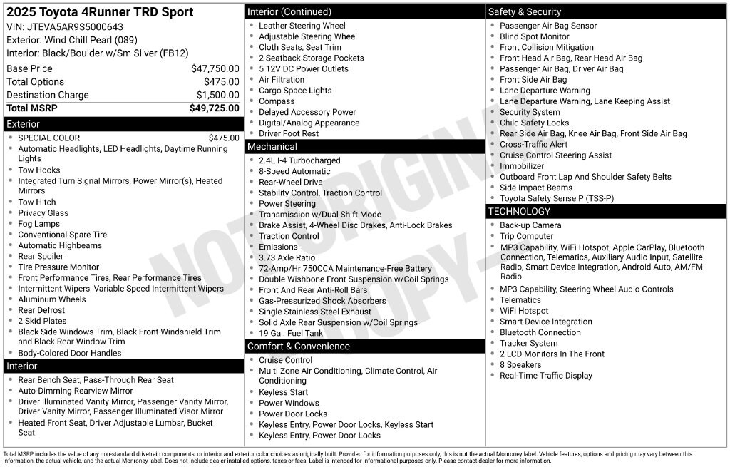 Certified 2025 Toyota 4Runner TRD Sport SUV