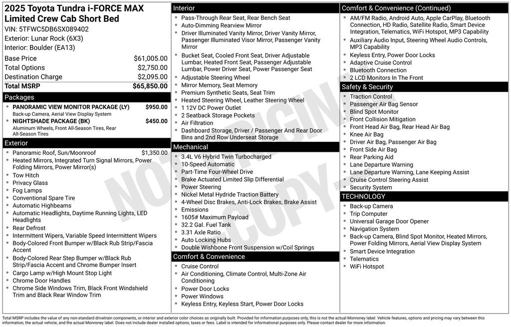 Certified 2025 Toyota Tundra i-FORCE MAX Limited Truck