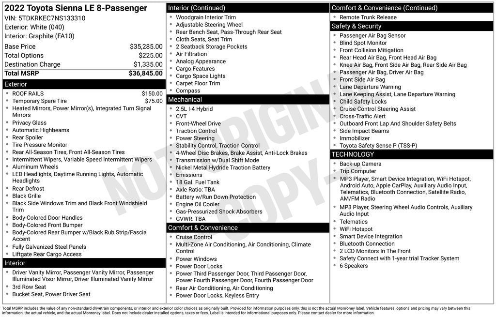 Used 2022 Toyota Sienna LE Minivan/Van
