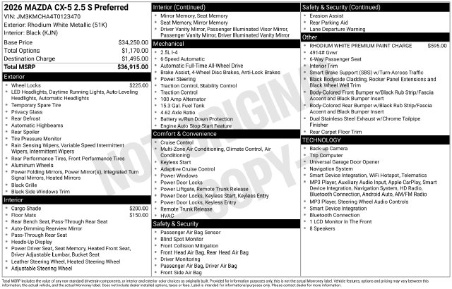 Certified 2026 Mazda CX-5 2.5 S Preferred SUV