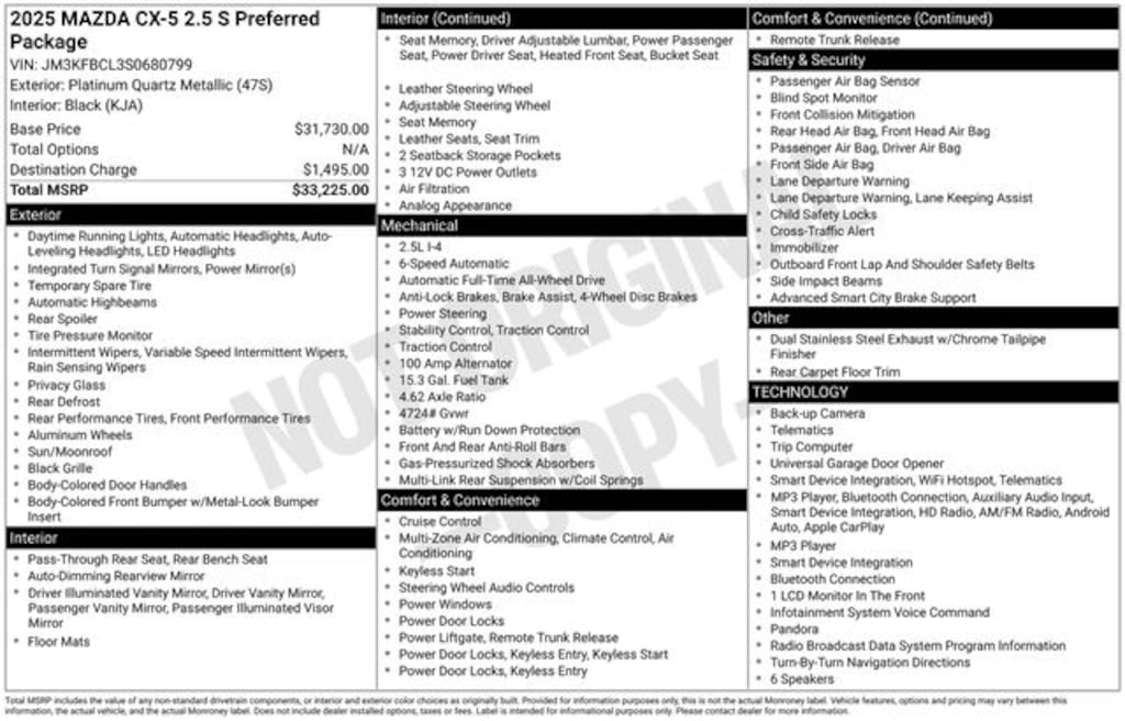 Certified 2025 Mazda CX-5 2.5 S Preferred Package SUV