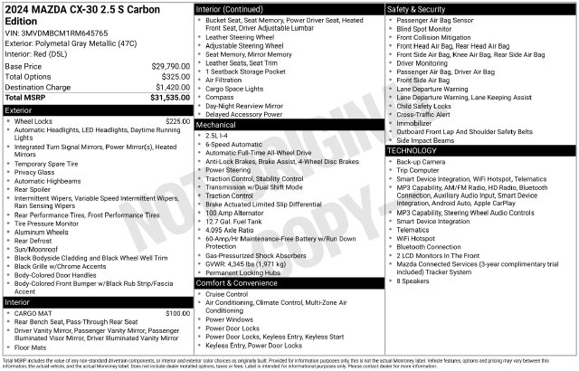 Used 2024 Mazda CX-30 2.5 S Carbon Edition SUV