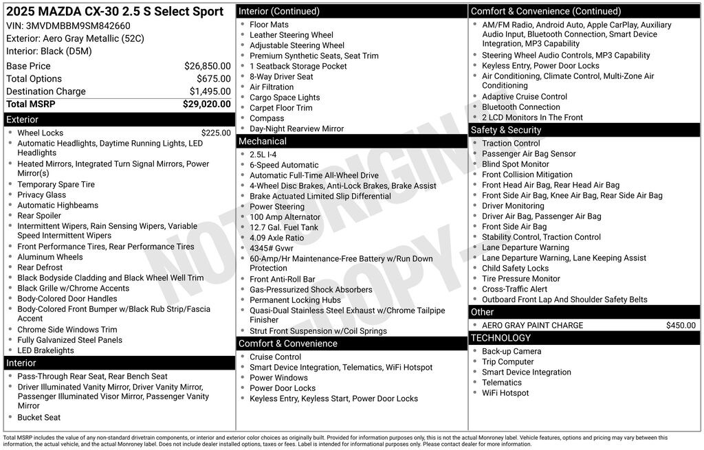 Certified 2025 Mazda CX-30 2.5 S Select Sport SUV