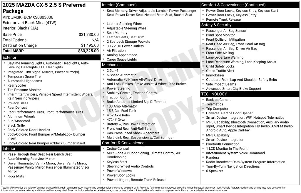 Certified 2025 Mazda CX-5 2.5 S Preferred Package SUV