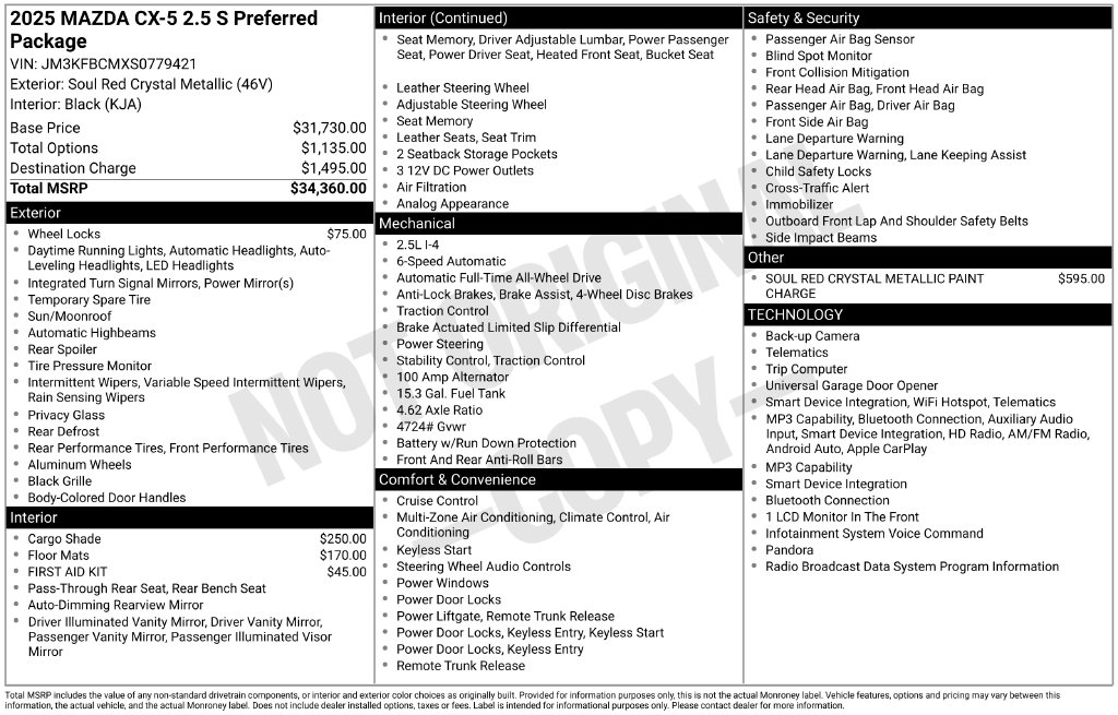 Certified 2025 Mazda CX-5 2.5 S Preferred Package SUV