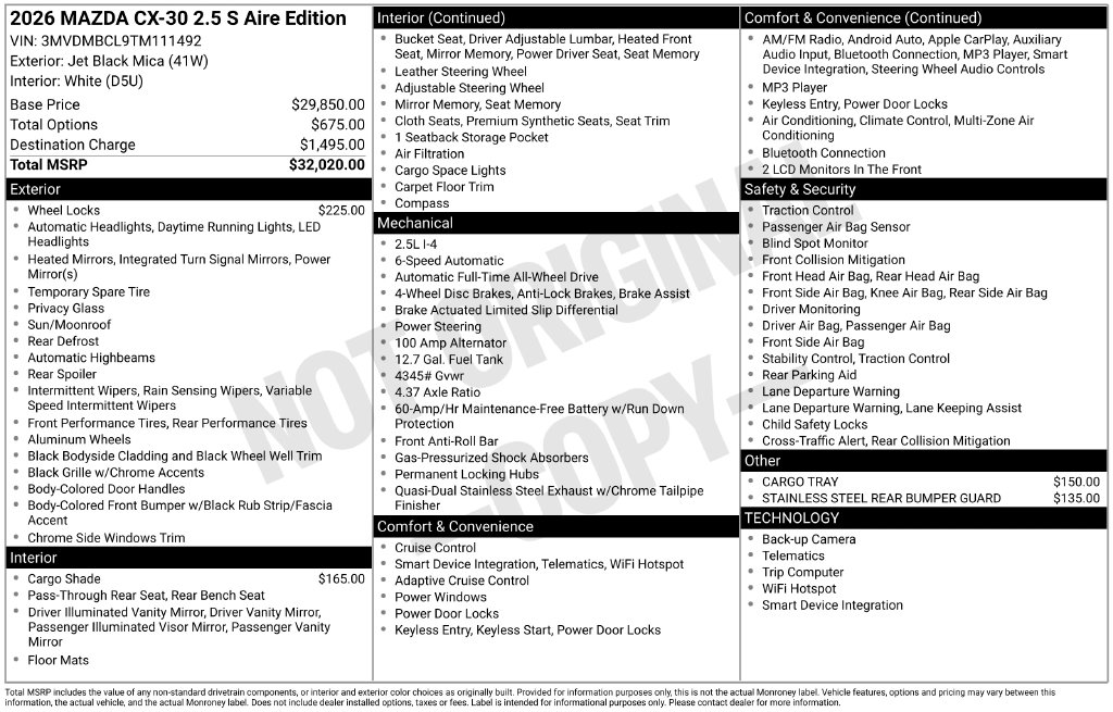 Certified 2026 Mazda CX-30 2.5 S Aire Edition SUV