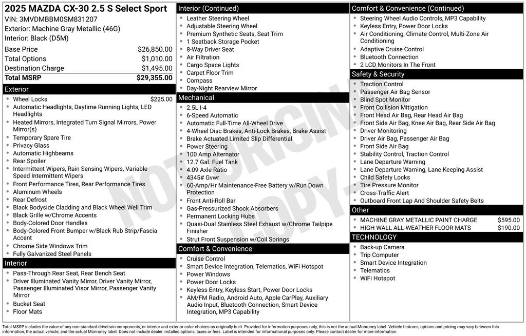 Certified 2025 Mazda CX-30 2.5 S Select Sport SUV