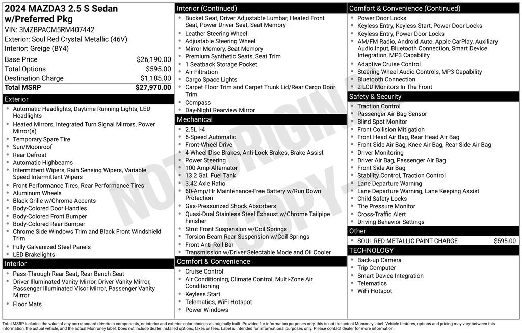 Certified 2024 Mazda Mazda3 Sedan 2.5 S Preferred Package Sedan