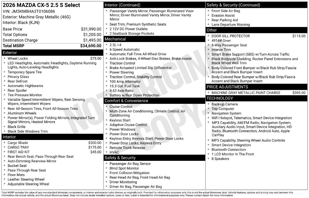 Certified 2026 Mazda CX-5 2.5 S Select SUV
