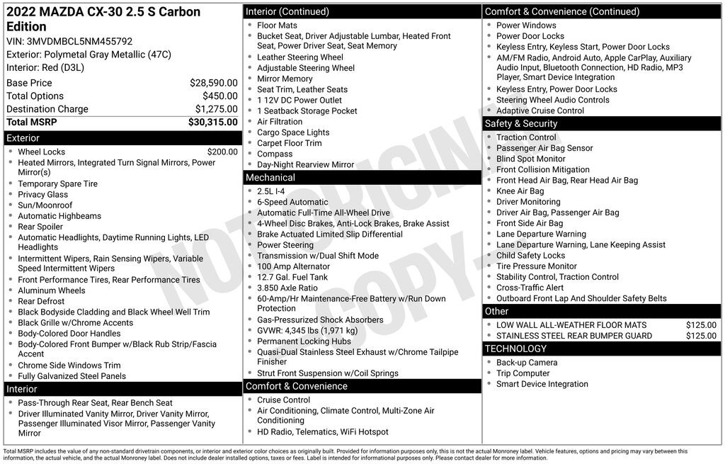 Used 2022 Mazda Mazda CX-30 2.5 S Carbon Edition SUV