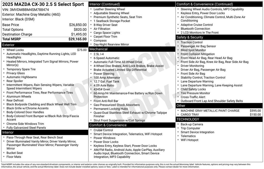 Certified 2025 Mazda CX-30 2.5 S Select Sport SUV