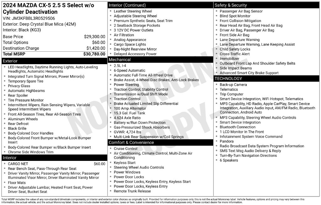 Certified 2024 Mazda CX-5 2.5 S Select Package SUV