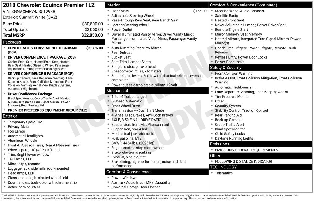 Used 2018 Chevrolet Equinox Premier w/1LZ SUV
