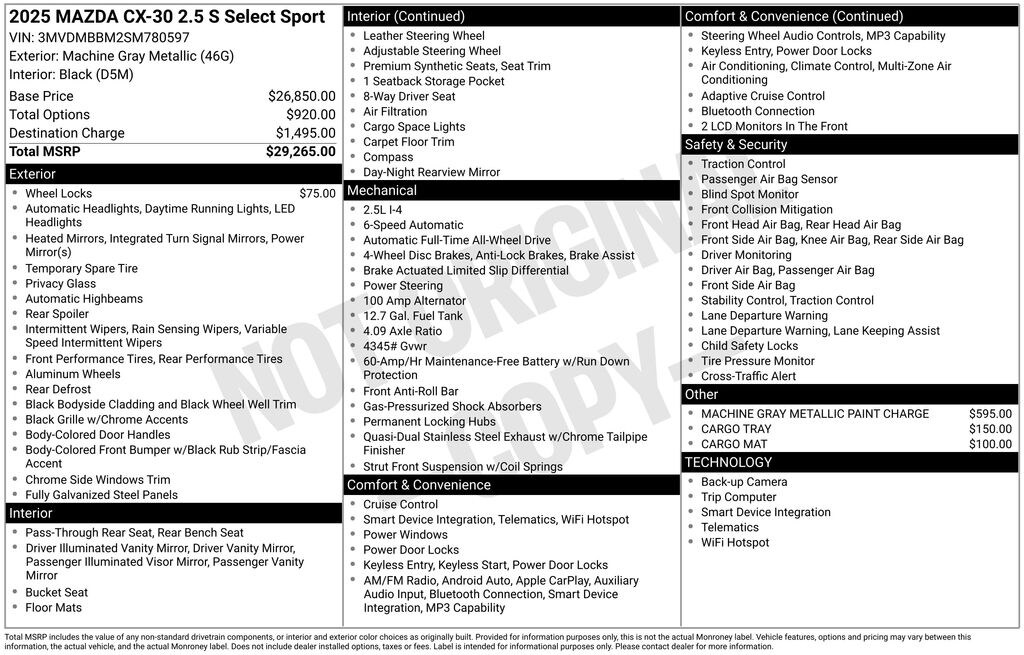 Certified 2025 Mazda CX-30 2.5 S Select Sport SUV