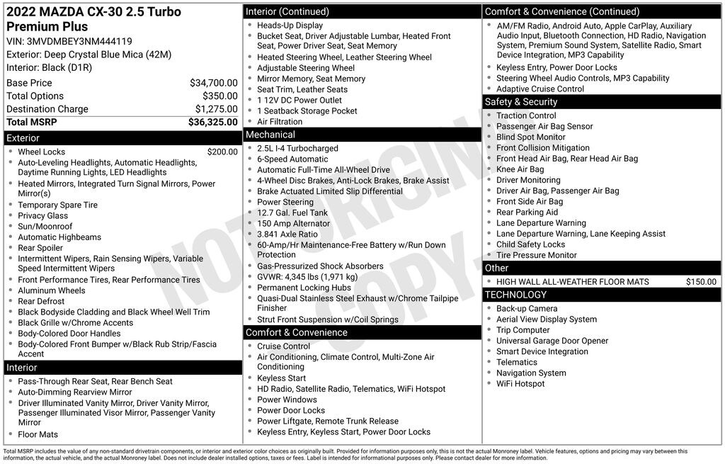 Used 2022 Mazda Mazda CX-30 2.5 Turbo Premium Plus Package SUV