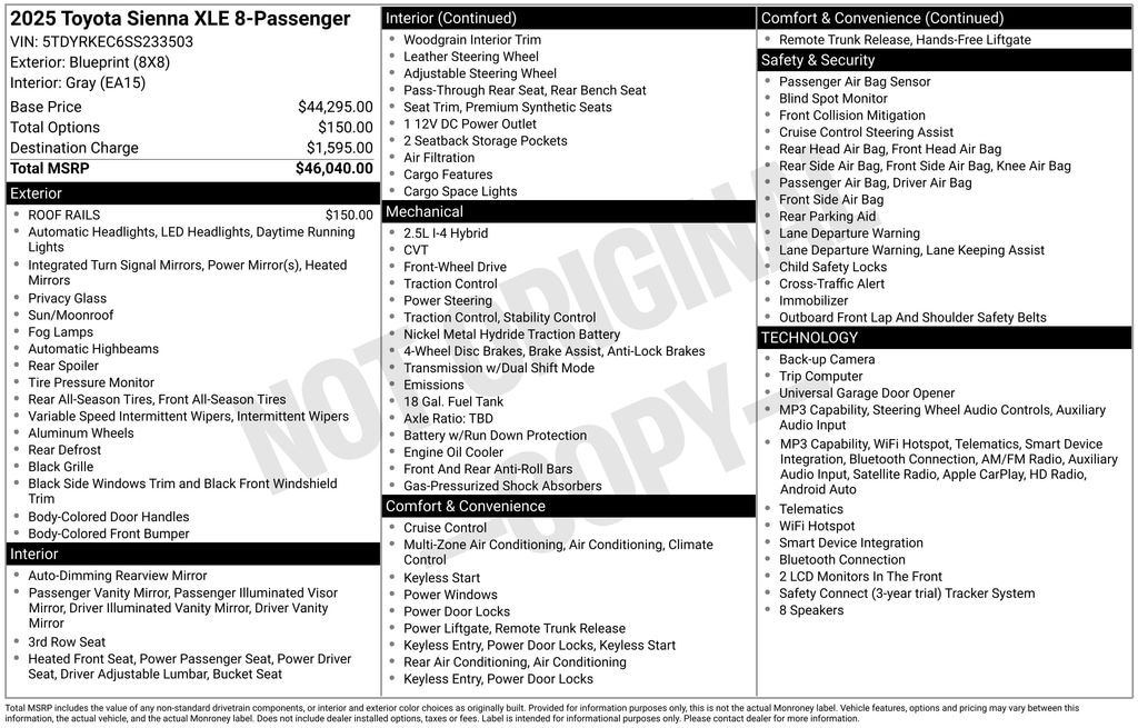Used 2025 Toyota Sienna XLE 8 Passenger Van Passenger Van