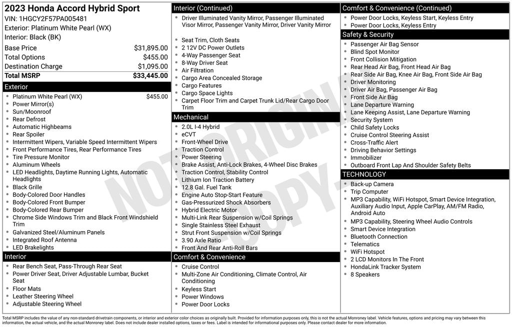Used 2023 Honda Accord Hybrid Sport Sedan