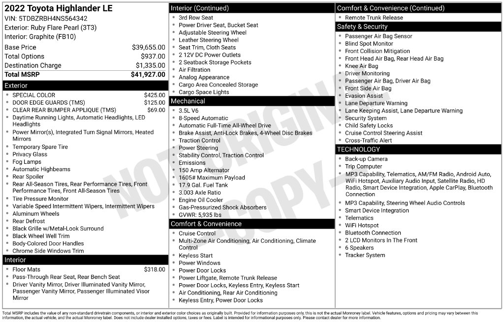 Used 2022 Toyota Highlander LE SUV