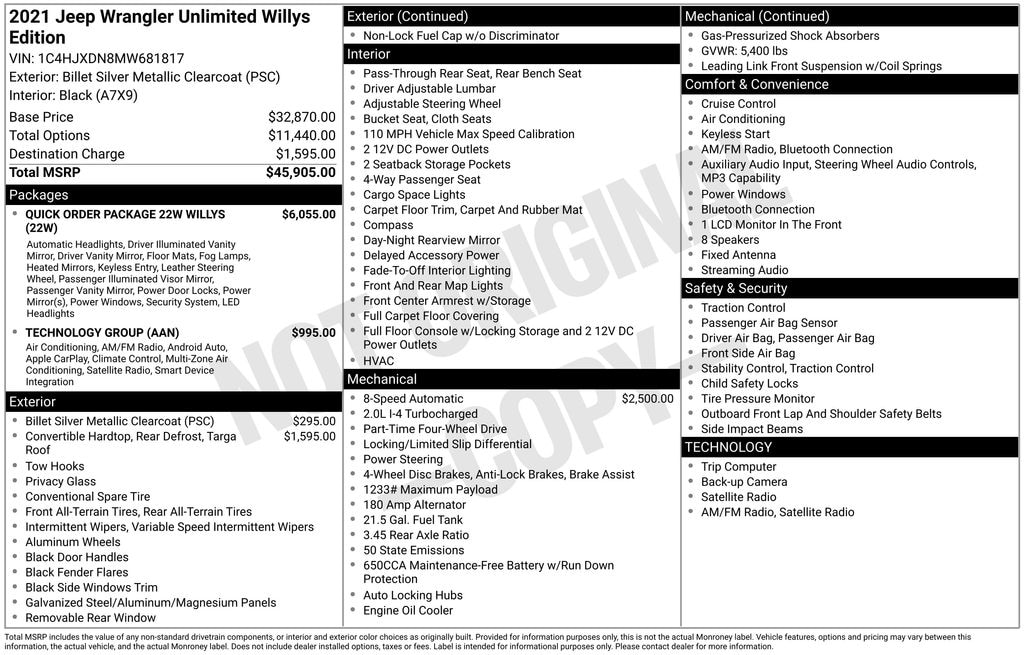 Used 2021 Jeep Wrangler Unlimited Sport SUV