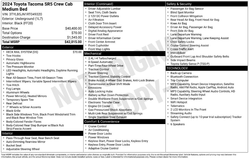 Certified 2024 Toyota Tacoma SR5 Truck Double Cab