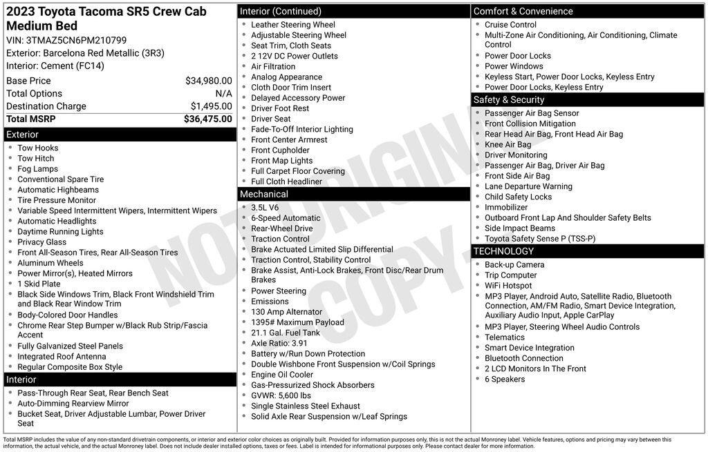 Certified 2023 Toyota Tacoma SR5 V6 Truck Double Cab