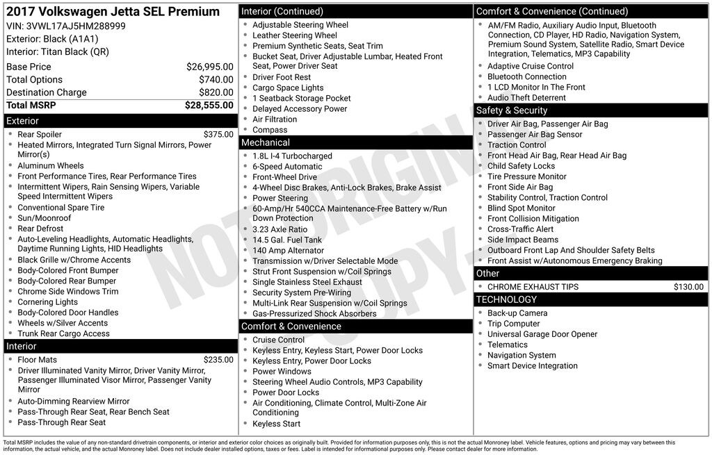 Used 2017 Volkswagen Jetta 1.8T SEL Sedan