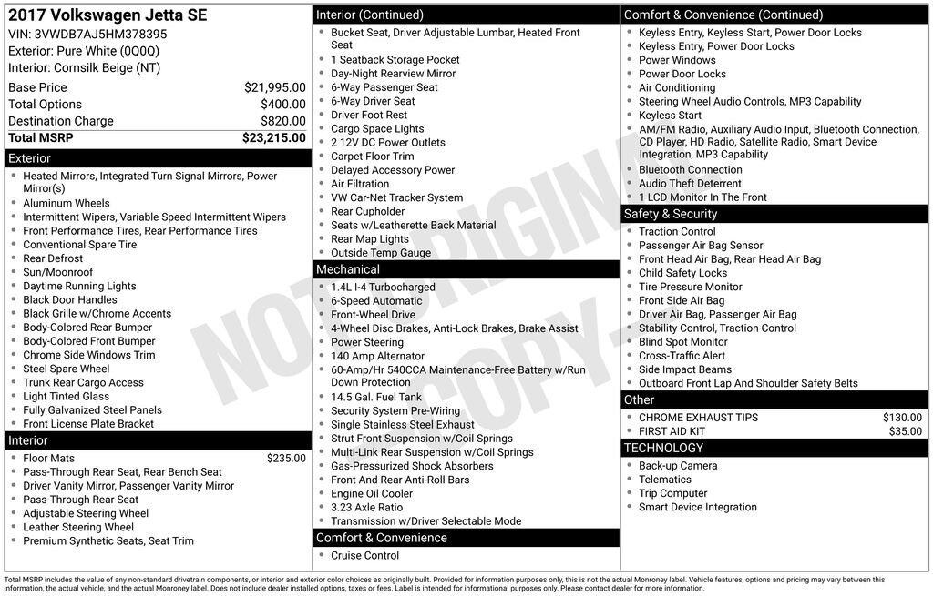 Used 2017 Volkswagen Jetta 1.4T SE Sedan