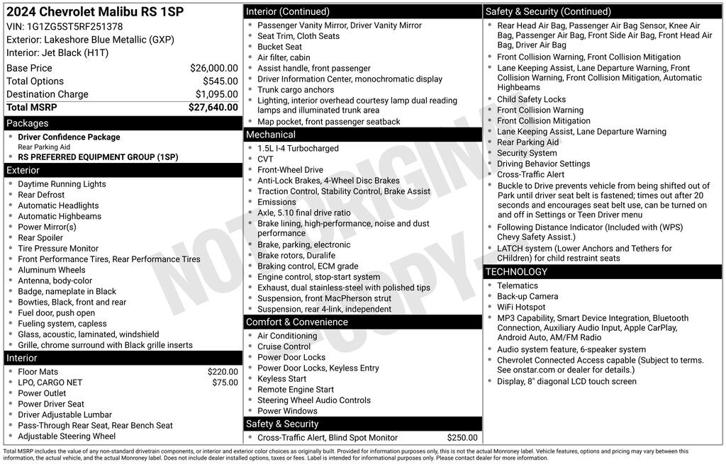 Used 2024 Chevrolet Malibu RS Sedan