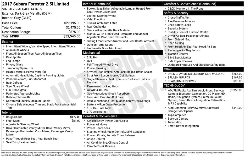 Used 2017 Subaru Forester 2.5i Limited SUV