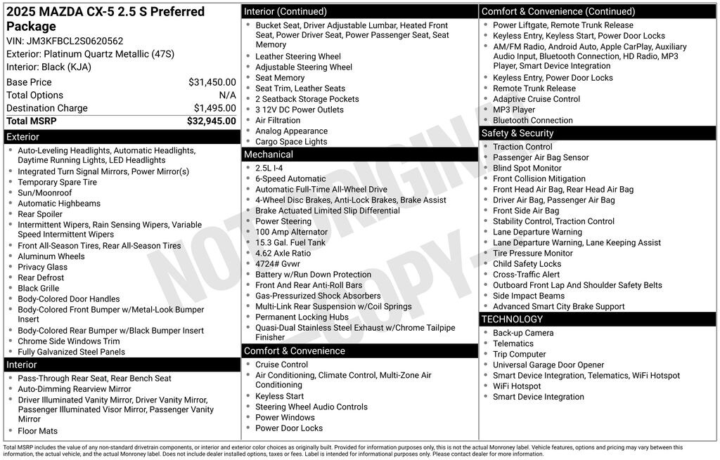 Certified 2025 Mazda CX-5 2.5 S Preferred Package SUV