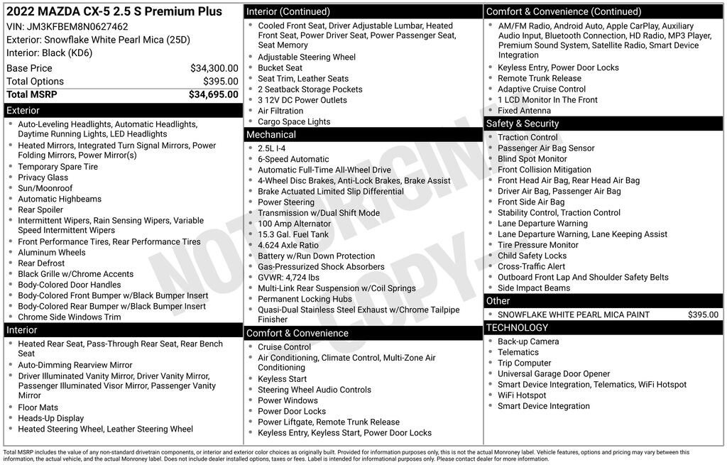 Used 2022 Mazda CX-5 2.5 S Premium Plus Package SUV