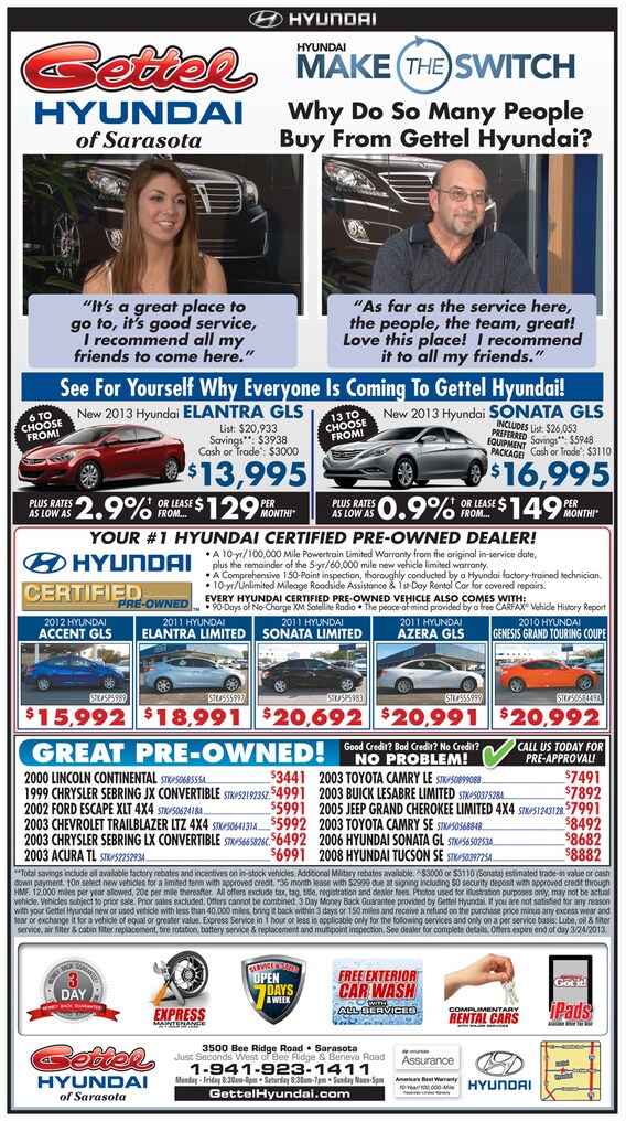 Gettel Hyundai Sarasota >> Gettel Hyundai Of Sarasota Newspaper Specials Gettel Gettel Hyundai Sarasota >> Gettel Hyundai Of Sarasota Newspaper Specials Gettel
