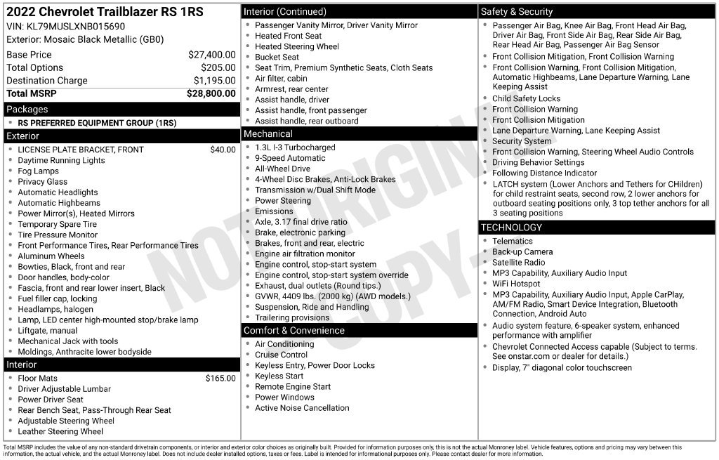 Used 2022 Chevrolet Trailblazer RS SUV