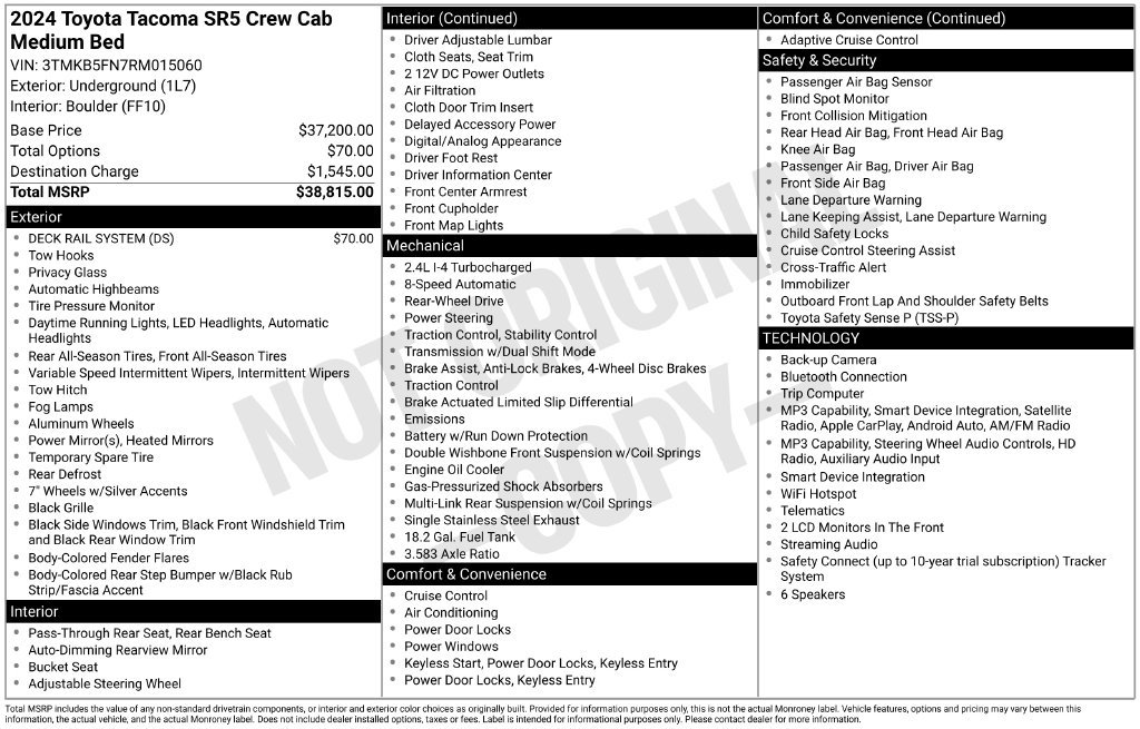 Certified 2024 Toyota Tacoma SR5 Truck Double Cab
