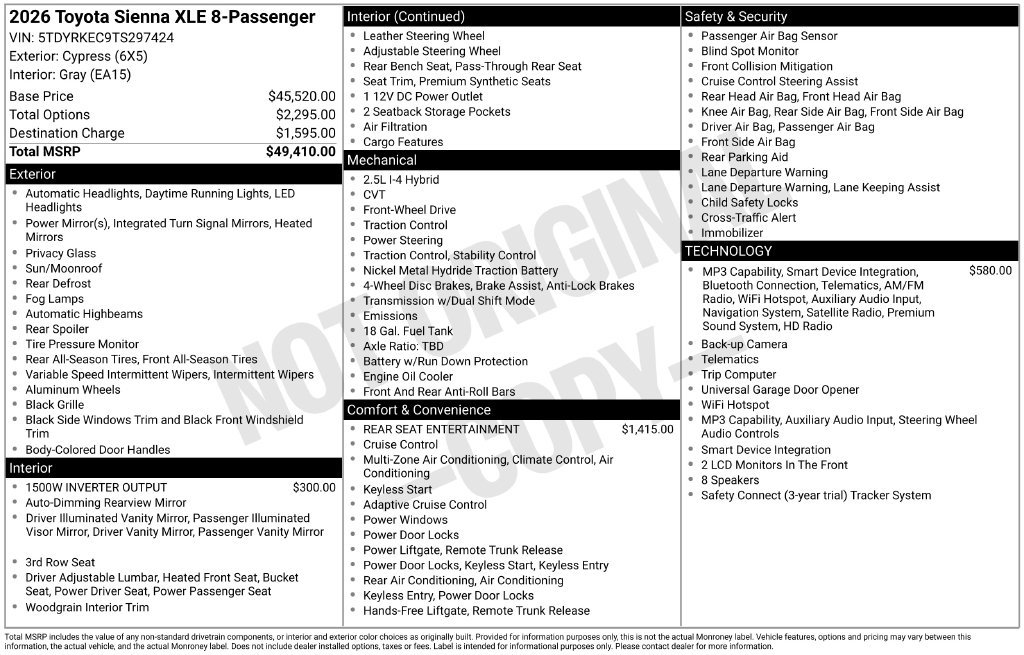 Used 2026 Toyota Sienna XLE Van Passenger Van