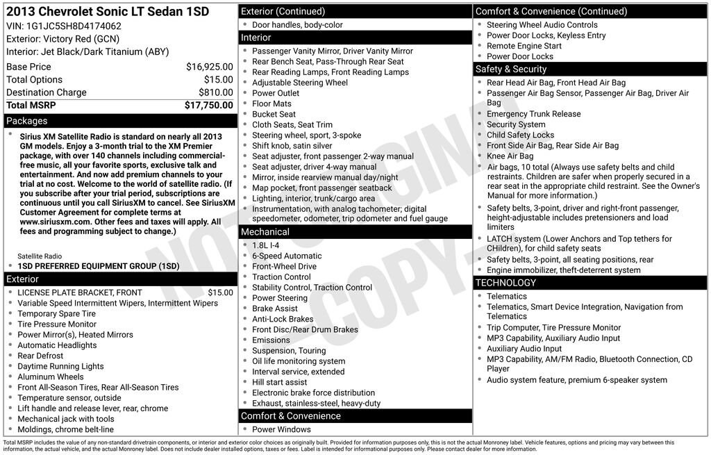 Used 2013 Chevrolet Sonic LT Auto Sedan