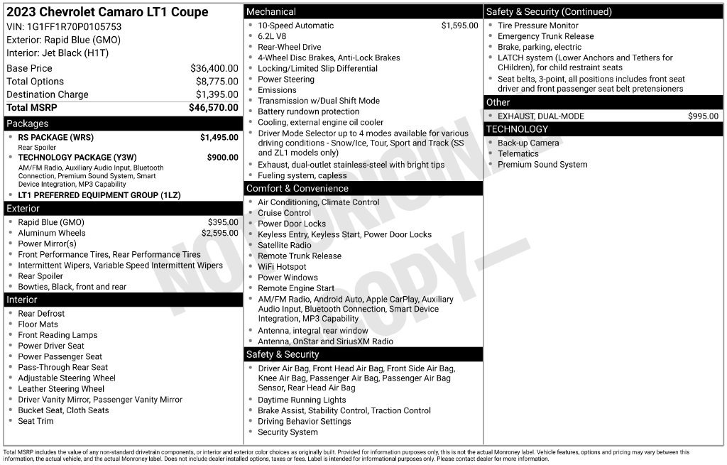 Used 2023 Chevrolet Camaro Coupe